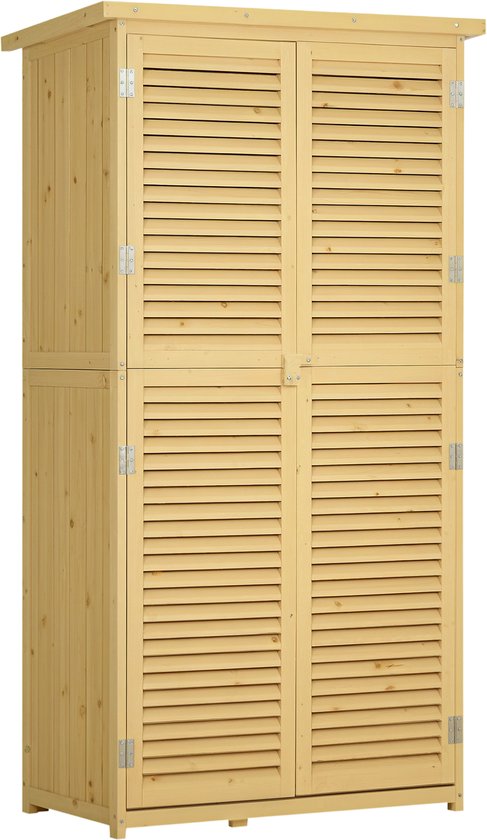 Outsunny Tuinopbergschuur Grenenhout, Vurenhout L87 x B46,5 x H160 cm Natuurlijk hout