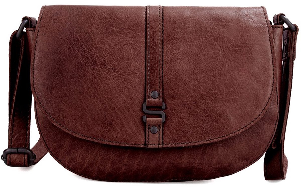 Leren Crossbodytas met klep - Dakota - Donkerbruin