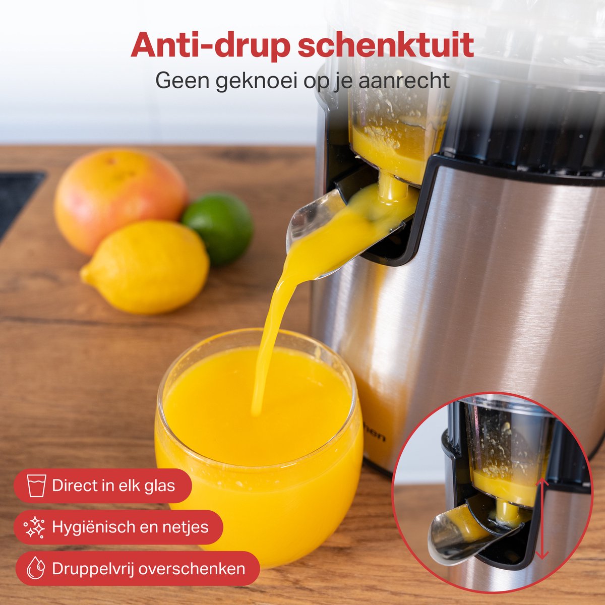 AoraKitchen Citruspers - Sinaasappelpers Elektrisch - 600ML - Citroenpers - 160W - Sapcentrifuge - 2 Perskegels thumbnail 4