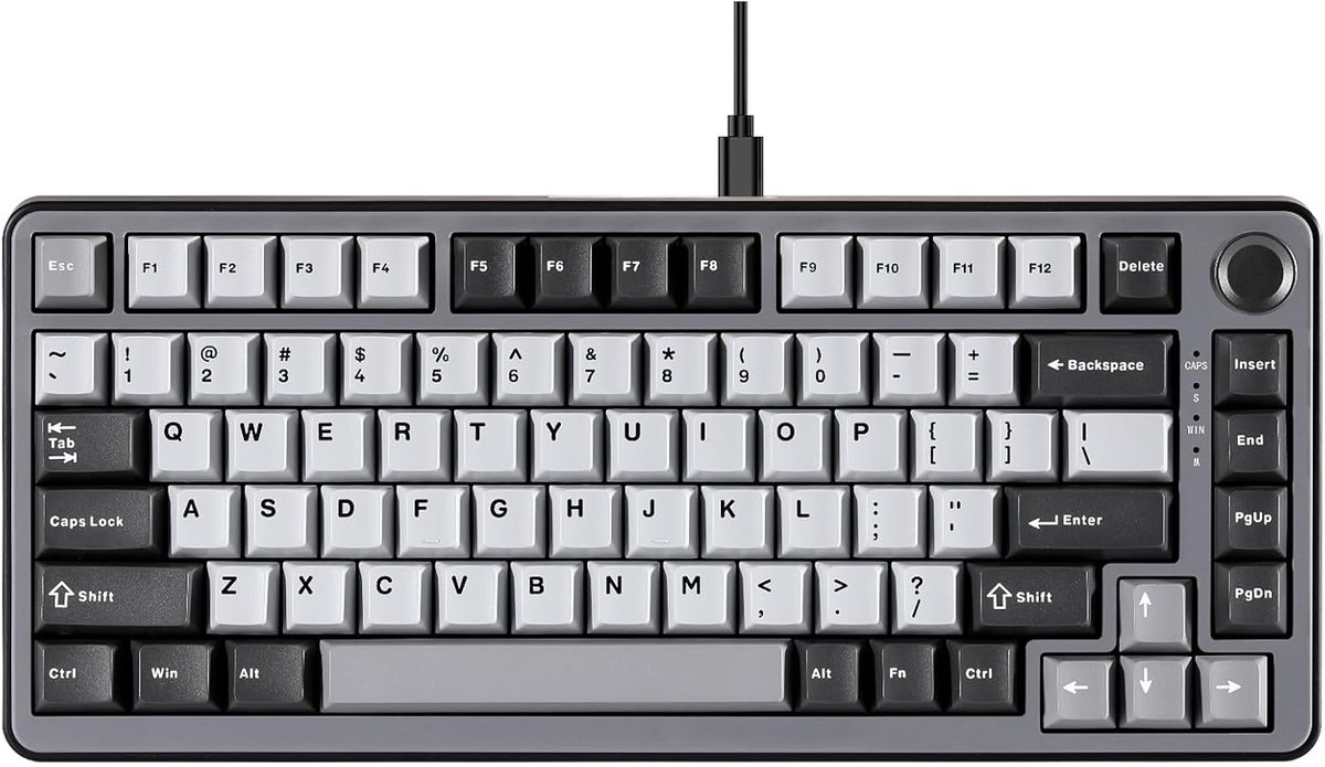Yunzii RT75 - Mechanisch Toetsenbord - 75% Layout - Gasket Mount - Hot-Swappable - Tri-Mode (Bluetooth/2.4G/USB-C) - PBT Keycaps - Grijs