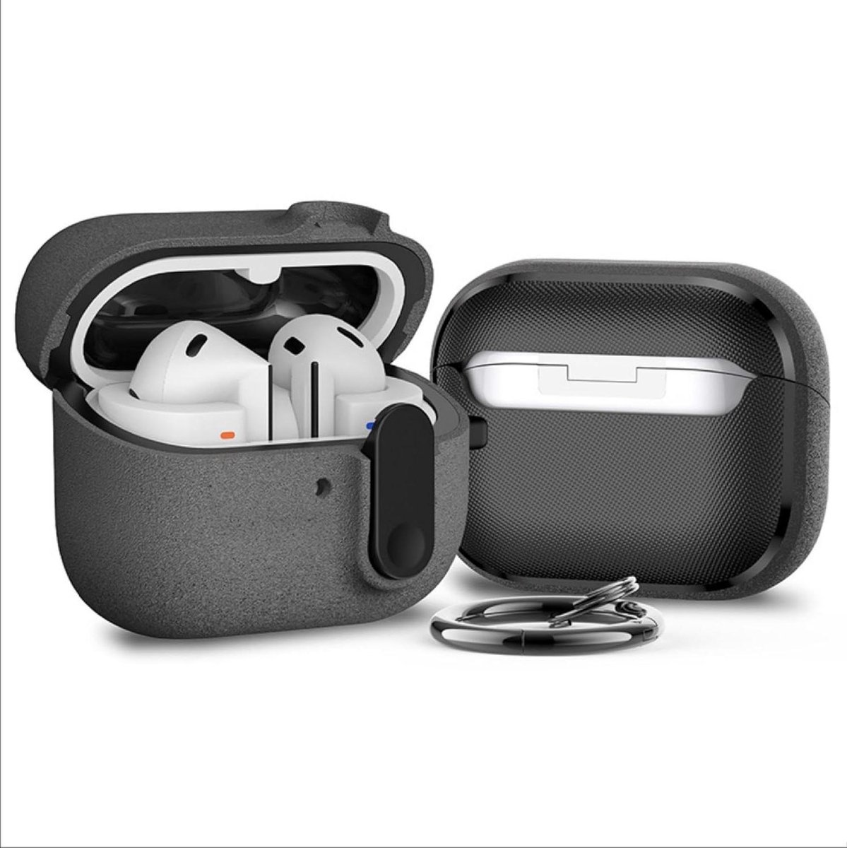 Provento - Hoesje voor Samsung Galaxy Buds 3/3 Pro - Schokbestendige TPU + PC hoes - Grijs met val en antislip functie