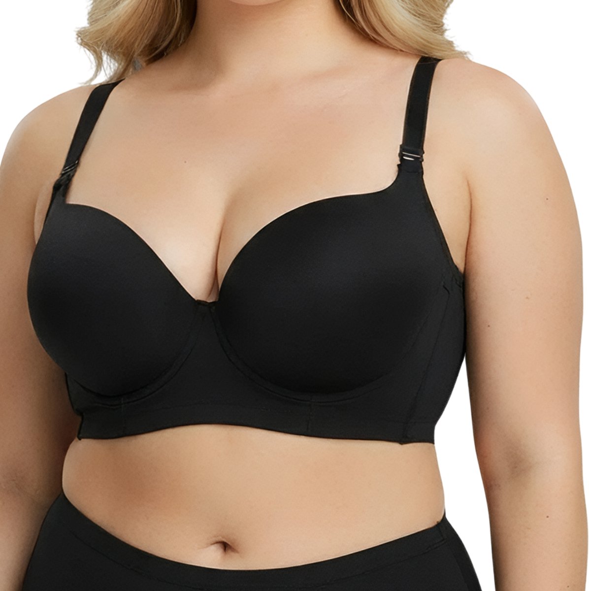 Corrigerende Push up BH dames met Beugel - 90C (42C) - Zwart - Comfortabele BH - Voorgevormde BH - Onzichtbare BH - verminderd rug- zij vet - Ondersteunende BH - Beha dames