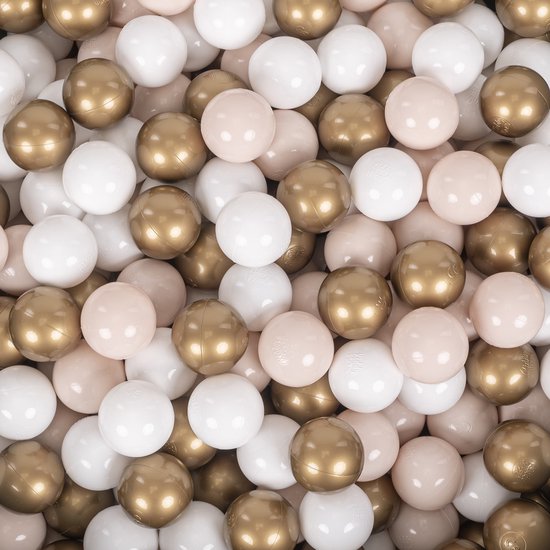 KiddyMoon Ballenbak Ballen 200 Stuks 7 cm Zacht Ideaal Pour Ballenbak Speeltenten Et Springkastelen Kleurrijk Duurzaam Gemaakt In EU Pour Intérieur Et Extérieur - Pastelbeige Wit Goud