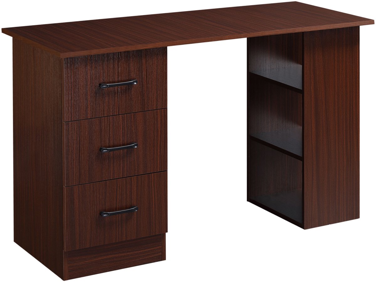 HOMCOM Bureau met planken - Spaanplaat - 120x49x72cm - Walnoot