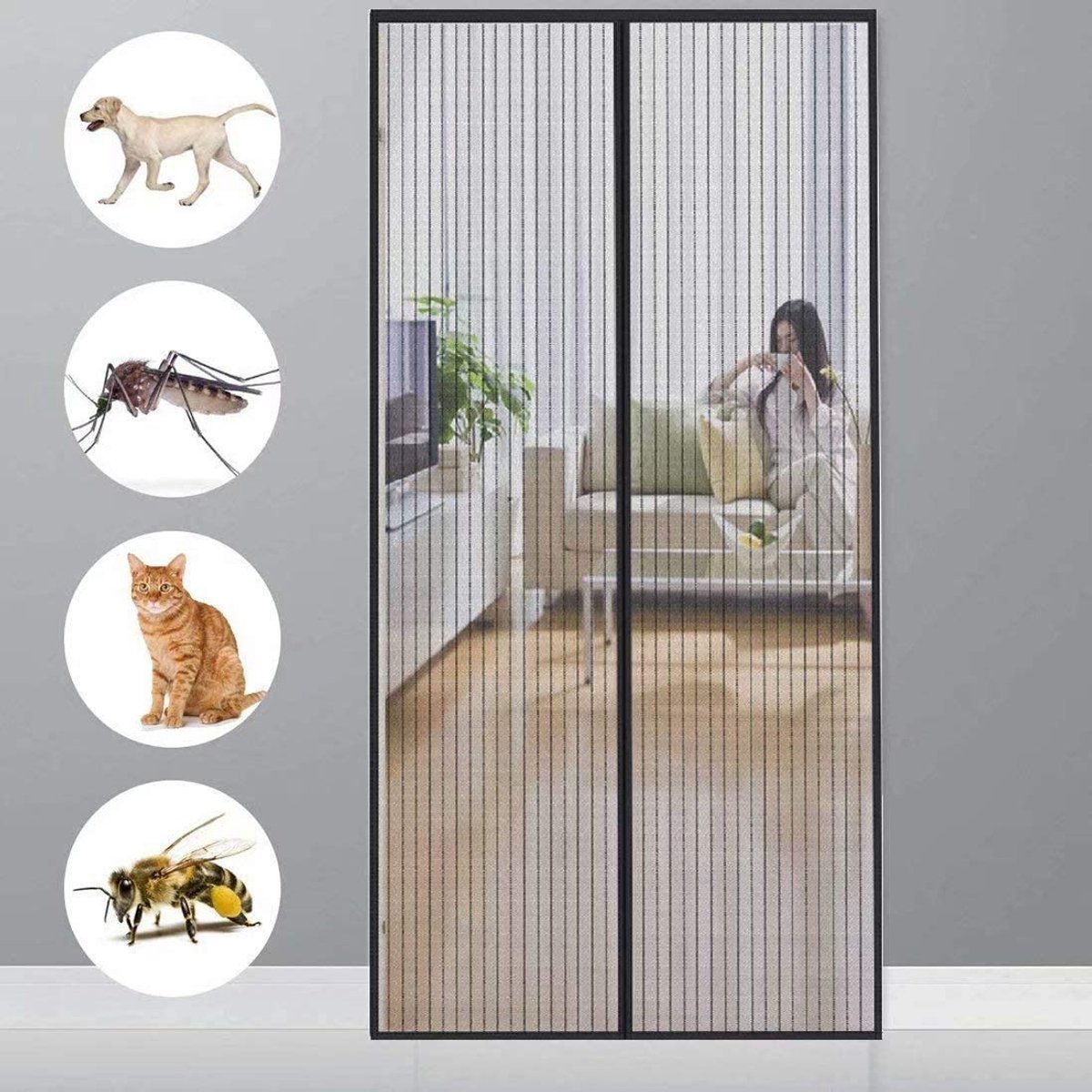 Stunq® Magnetische Deurvlieger – Automatisch Sluitend, Klittenband, Zonder Boren