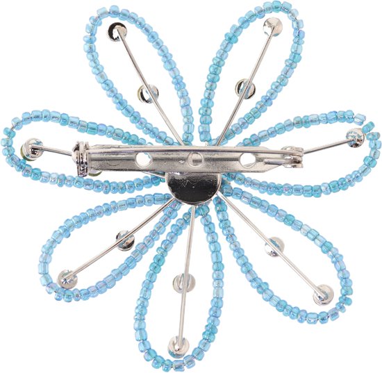 Broche fleur bleue avec pierres