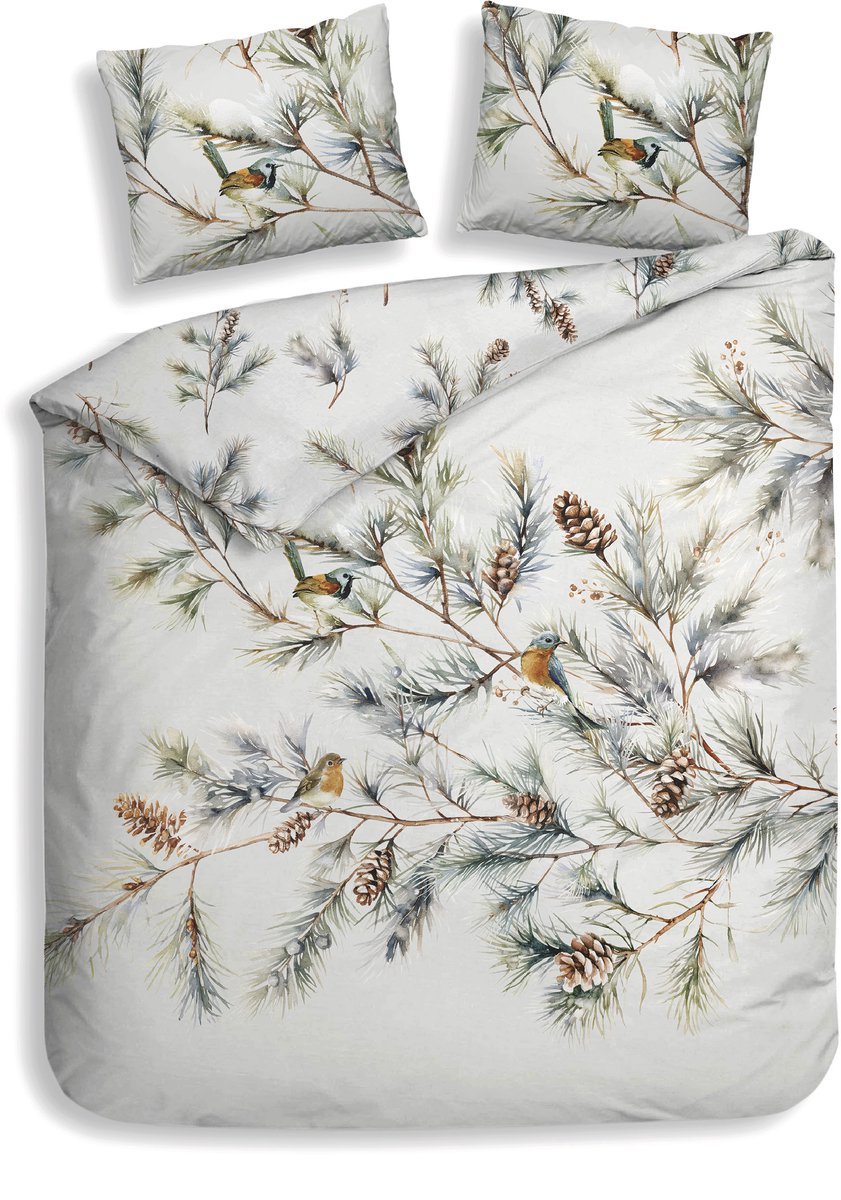 Heckettlane Dekbedovertrek Destiny - Bedlinnen met Takken print - 240x200-220 cm - Lits-Jumeaux - Multi - Dekbedovertrek van 100% Katoen-Satijn