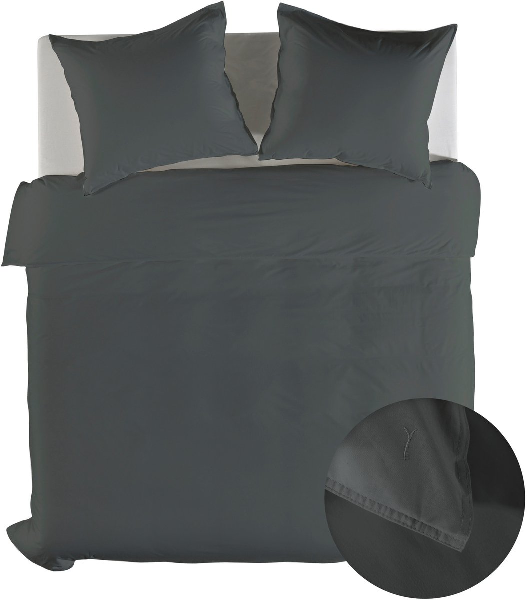 Yellow Dekbedovertrek Gewassen Katoen Suite Nairobi - Beluga Grey - 260x200/220 cm - 100% Gewassen Katoen - Lits-Jumeaux Extra Lang