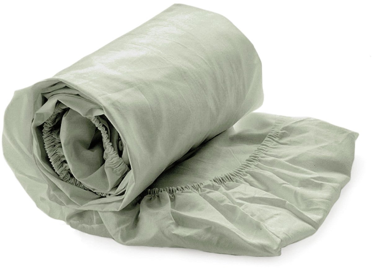 Yellow Hoeslaken Katoen Perkal 40cm Hoekhoogte Suite Mumbai - Reseda Green - 140x200 cm - 100% Katoen-Perkal - Tweepersoons