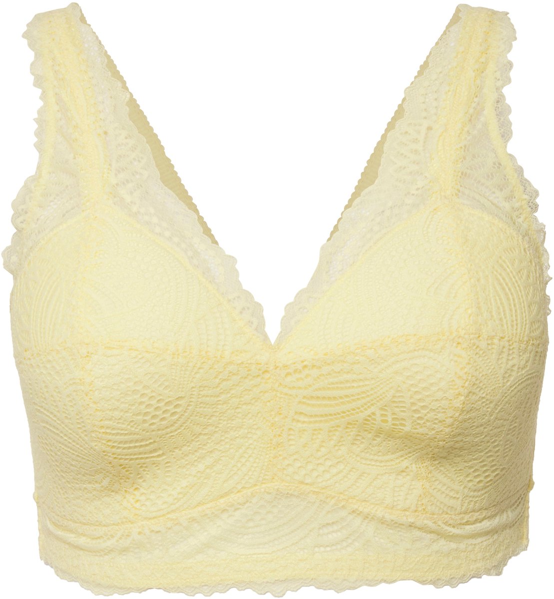 Ulla Popken Dames - Bralette zachte cups kant zonder beugel - Lichtgeel