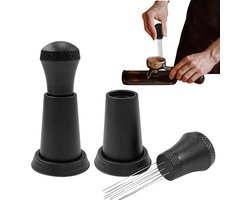 2 stuks Koffiepoeder naald - 10-naalds 0,4 mm fijn roerwerk - Espresso-roerder - Accessoires voor koffieapparatuur - 4,5 * 9,5 cm - Voor barista-espressomachines - Zwart