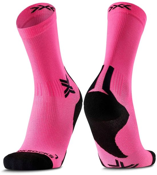 X-Socks Run Discover Crew Chaussettes de course Fluo Rose/X Zwart 39-41
