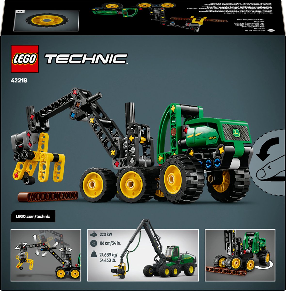 LEGO® Technic John Deere 1470H Houtoogstmachine - Werkende Klauw en Boomstam - Modelbouwspeelgoed - 42218 — afbeelding 14