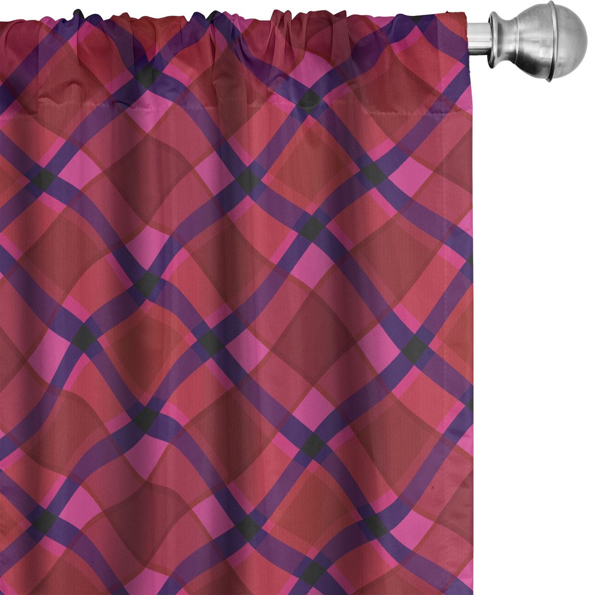 ABAKUHAUS Geometrische diagonale gordijnen – 2-delige set 75x175 cm – Groen