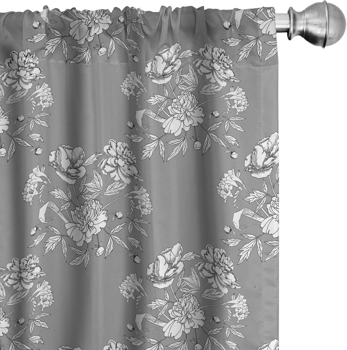 ABAKUHAUS Voorhangen – 2x75x175 cm – Microfiber – Grijs/Wit, halfdonker