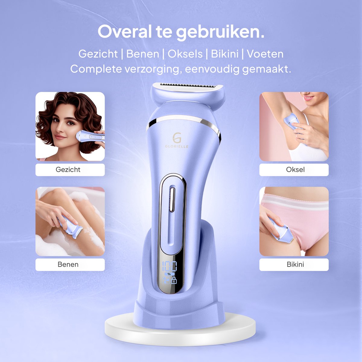 Glorielle® 7-in-1 Ladyshaves voor Vrouwen - Elektrisch Scheerapparaat - Epileerapparaat Dames - Bikini Trimmer - 7 Opzetstukken & Oplaadbaar - Schaamhaar & Gezichtsontharing - Wenkbrauw & Gezichtsepilator Vrouw - Bikinilijn & Intieme zone Scheren — afbeelding 4