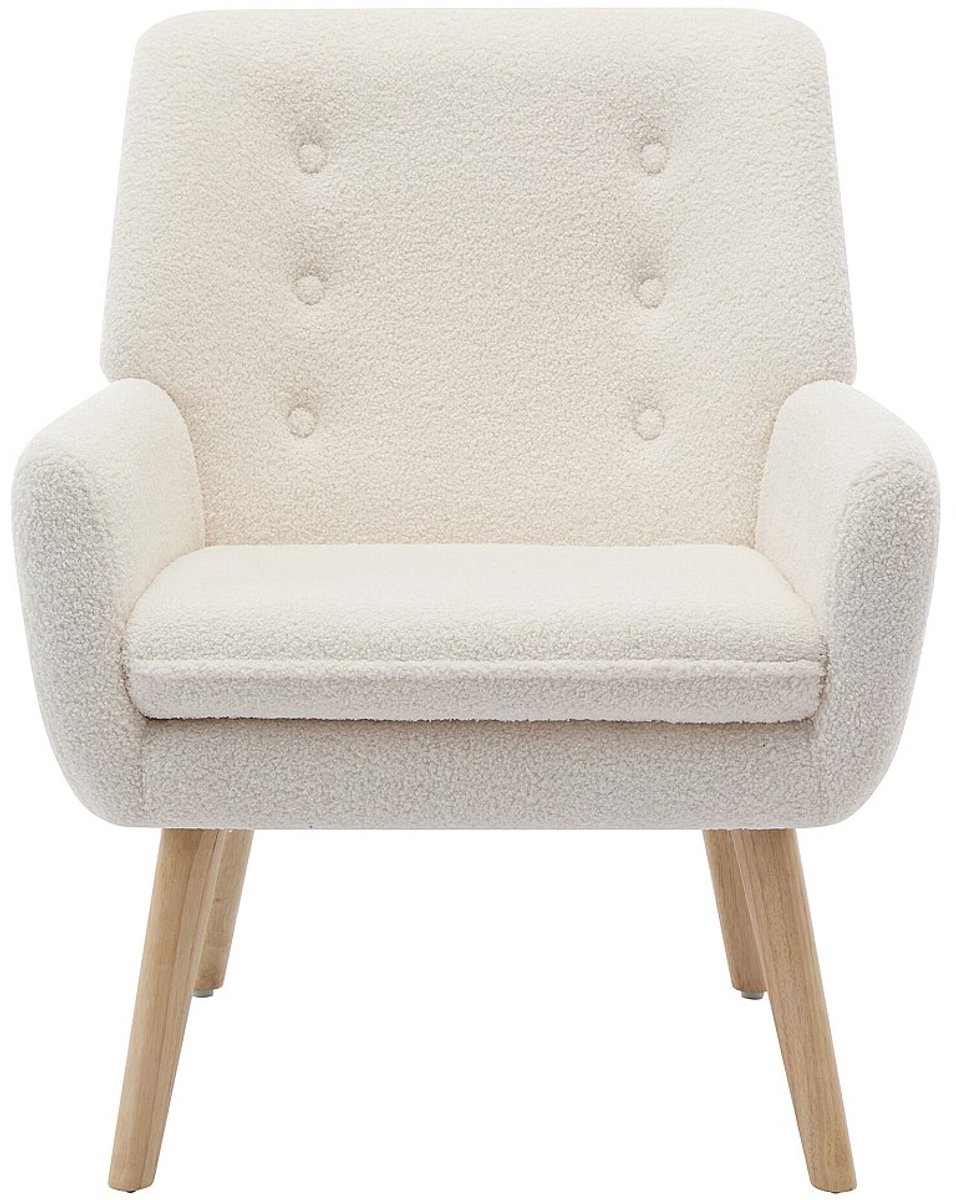 Vente-unique Fauteuil van witte boucléstof SERINO
