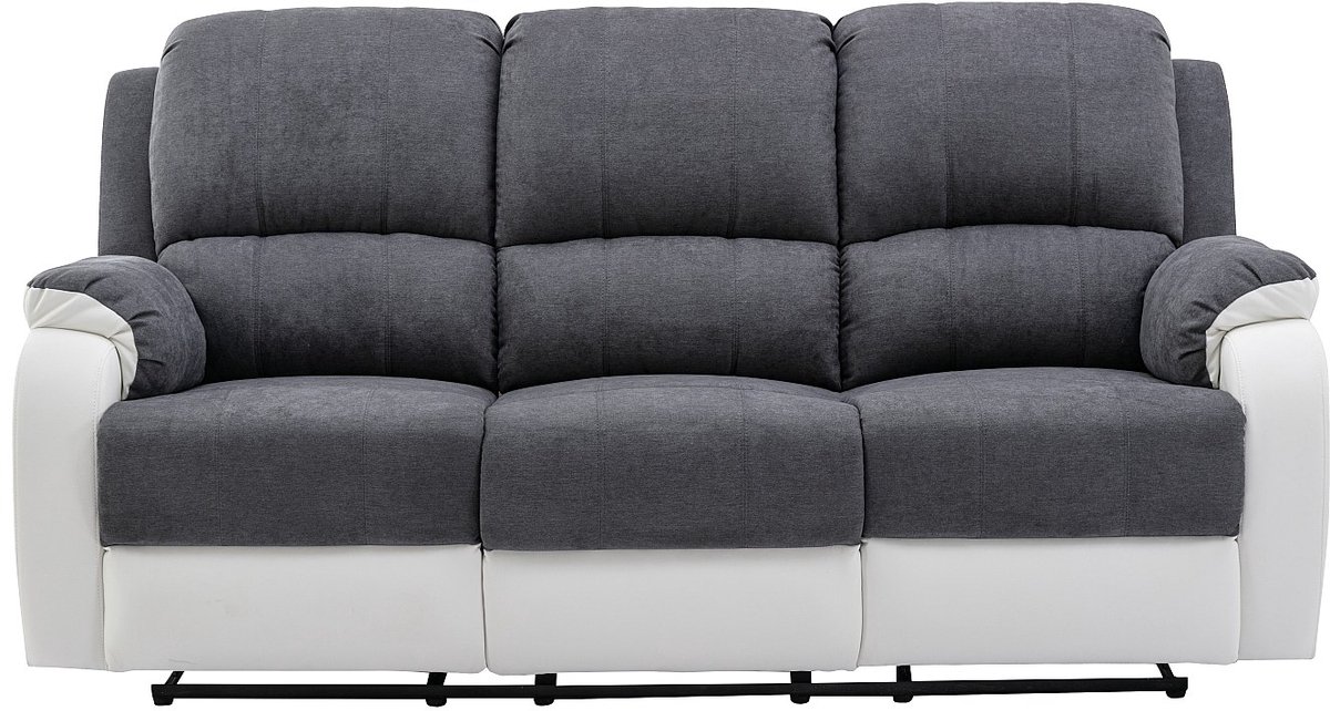 Vente-unique Driezits-relaxbank van microvezel en grijs en wit kunstleer BRODY