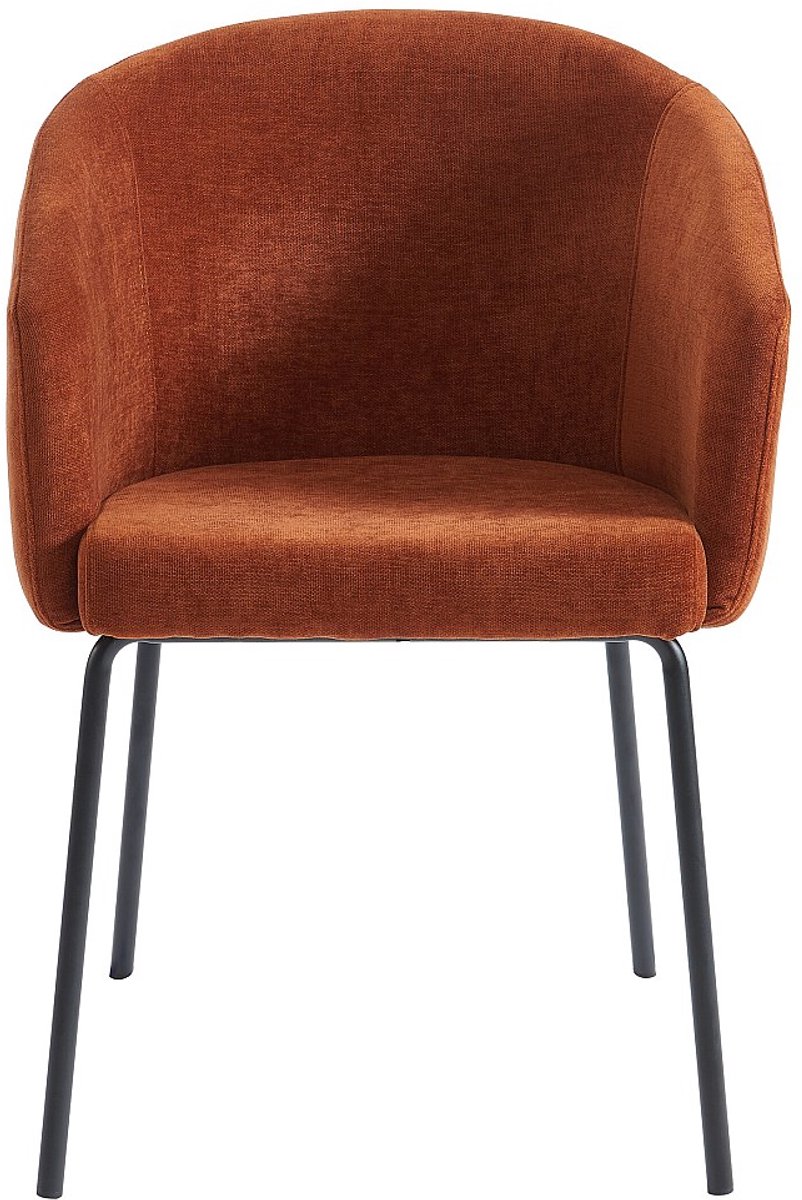 Vente-unique Set van 2 stoelen met armleuningen van stof en metaal - Terracotta - MORONI