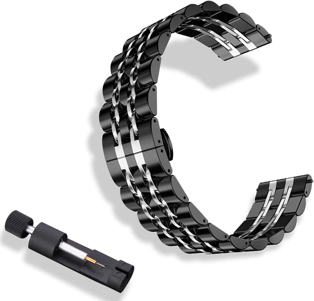 Cosensi - Roestvrij stalen armband 20mm breed zwart zilver met snelsluiting