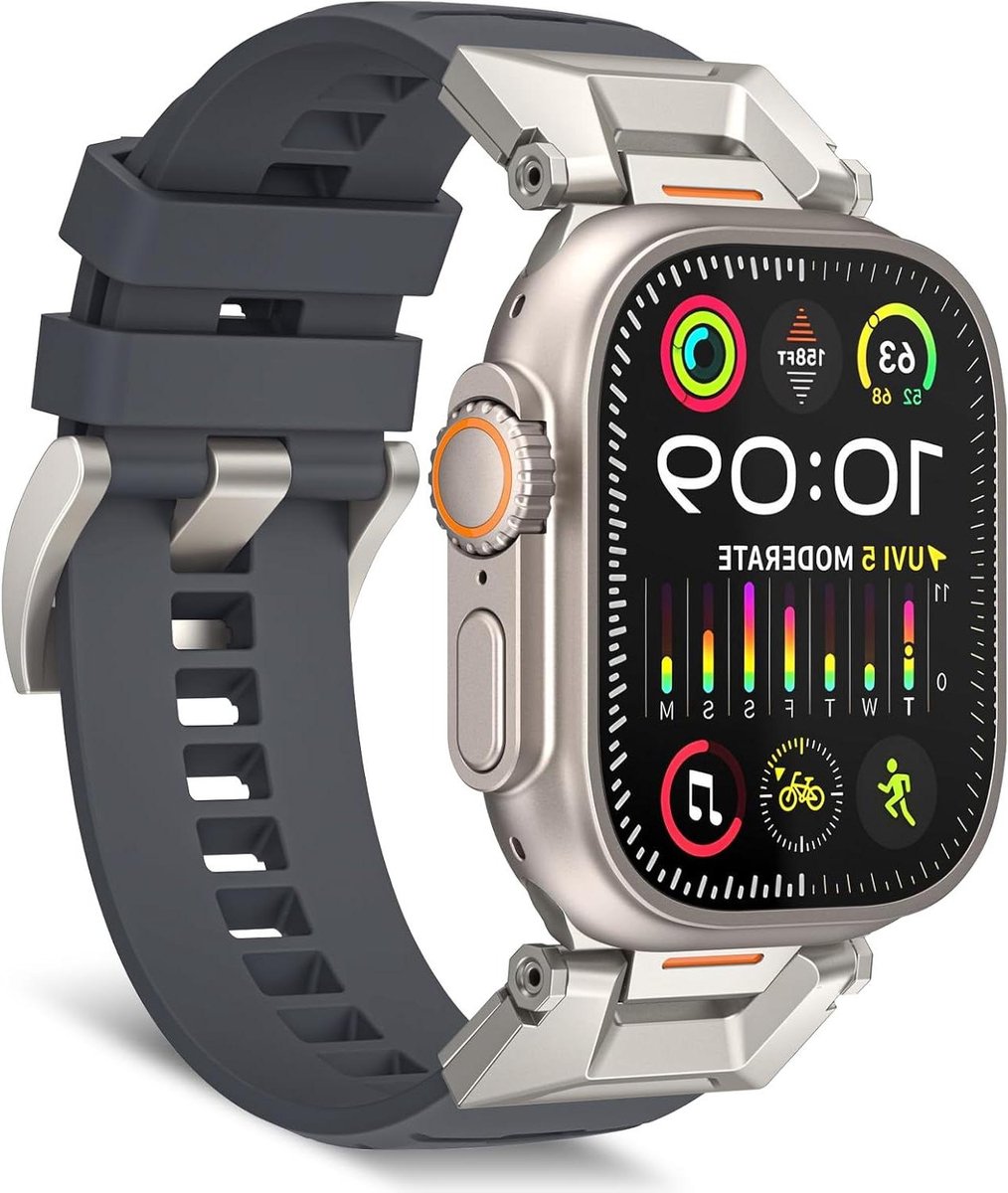 Cosensi - Reservearmband voor Apple Watch 42mm-44mm-45mm Series 1-9 in Roestvrij Staal