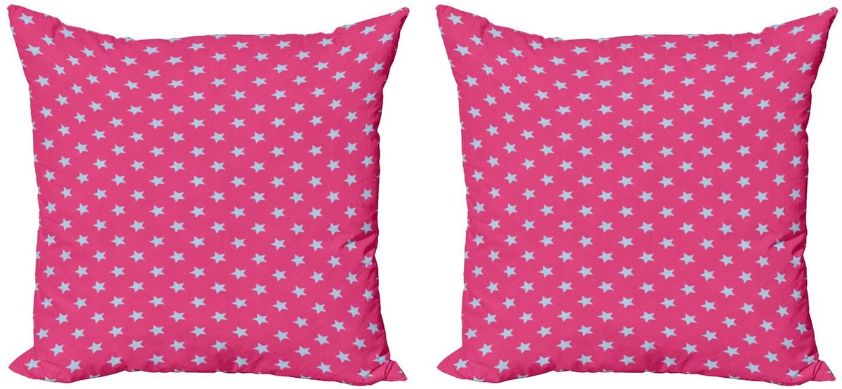 ABAKUHAUS Kussenhoezen Set van 2 stuks 40x40 cm – Roze en Blauw – Vintage Sterren