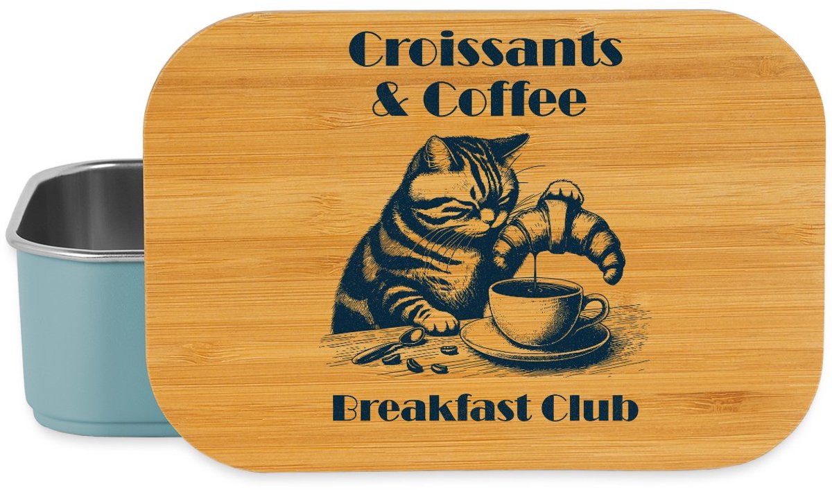 Koffie En Croissants Breakfast Club Met Kat Lunchbox