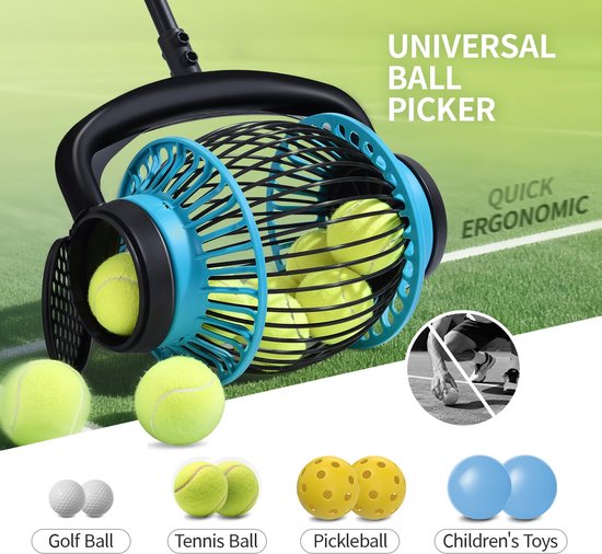 Notenverzamelaar - Tennisballenverzamelaar - Golfballenplukker - Fruitpluktrommel - Verstelbare telescopische notenverzamelaar van aluminiumlegering - Golfaccessoires - Geschikt voor het verzamelen van walnoten, kastanjes en golfballen - Blauw — afbeelding 4