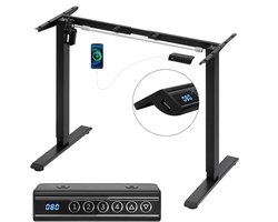 Zit-Sta Bureau Frame – Elektrisch Verstelbaar – Sta Bureau Onderstel – Bureau Frame Verstelbaar – Ergonomisch Bureauframe – In Hoogte Verstelbaar 72-120 cm – Geheugenfunctie Met USB Oplaadpoort