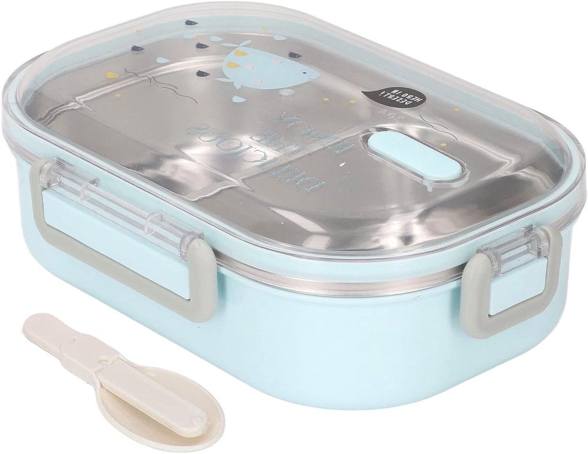 Thermische Isolatie Lunchbox voor Volwassenen - Duurzame Tiffin Box - Eco-vriendelijk - Blauwe Vis Patroon - Handig voor Werk en School