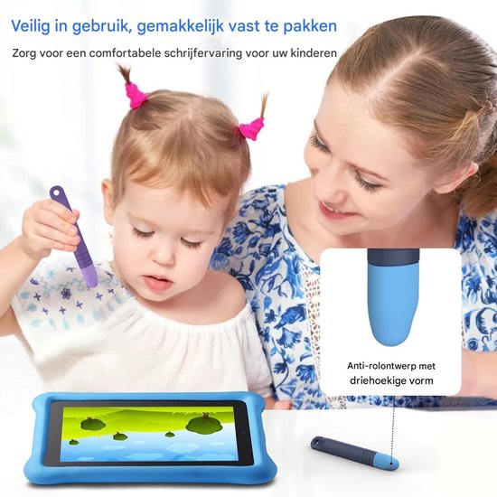 GELLDG Kindvriendelijke styluspen - 2-pack - Met band - Geschikt voor touchscreens - Paarsblauwe styluspen - Universele capacitieve pen - Geschikt voor Fire Kids Tablet, Kindle, Samsung en smartphones — afbeelding 4
