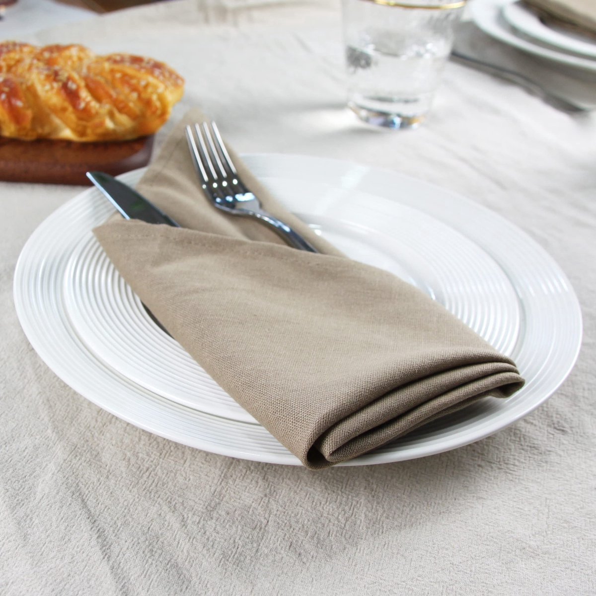 Stunq® Premium Diner Servetten Set – Kaki, 12 Stuks, 40 x 40 cm – Zacht Polyester Linnen Gemengd