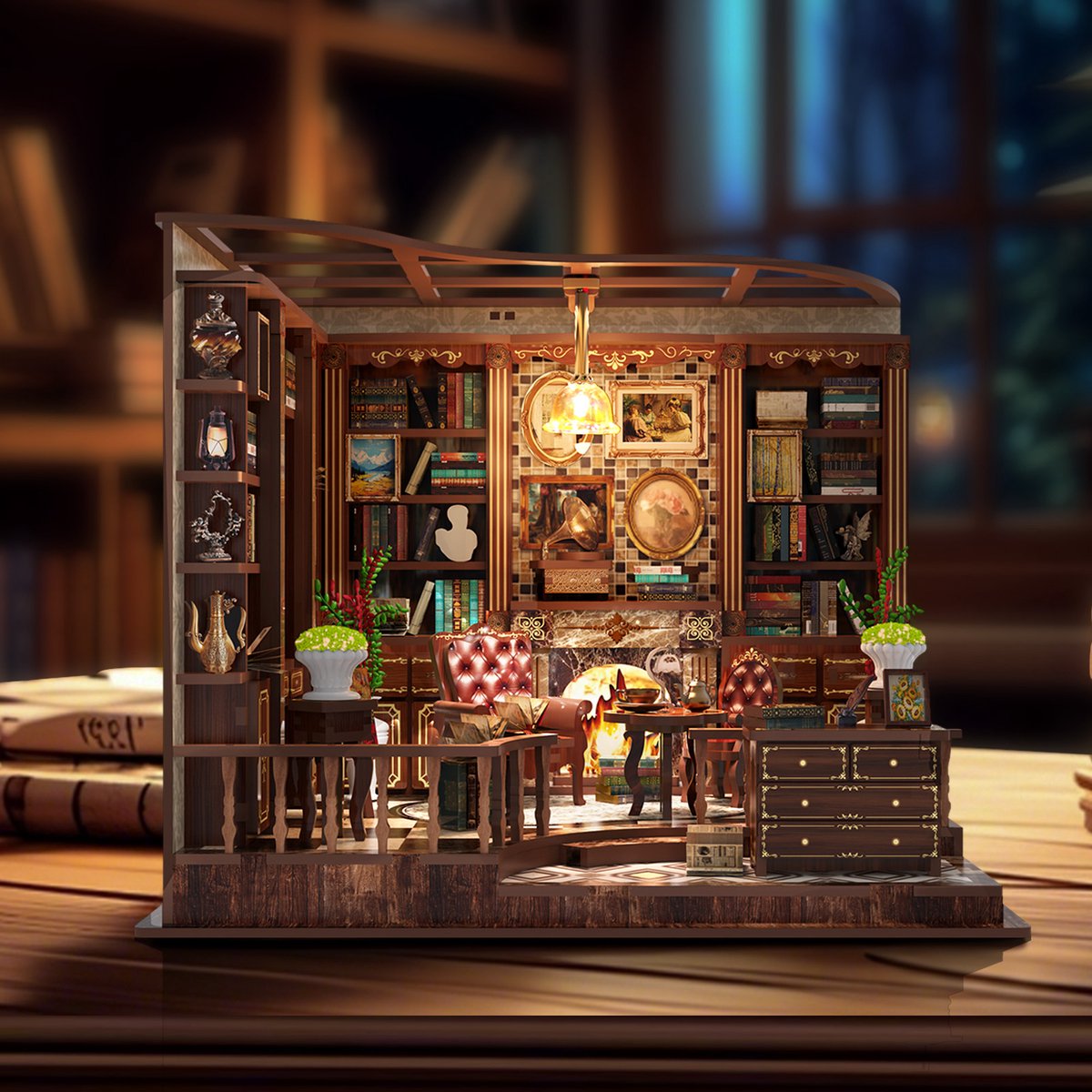 Suntac Modelbouw miniatuurkit | Studie over de linkeroever | Boekenhoek | DIY miniatuurhuis | Knutselen | Bouwpakket | Hobby | Boeken | Creatief | Miniatuur