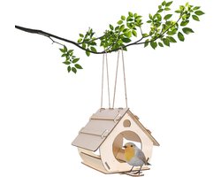 Wooden Bird House Mini Nesting Box Shelter for Your Feathered Friends 16 x 10 x 13 cm (Assembly Required)