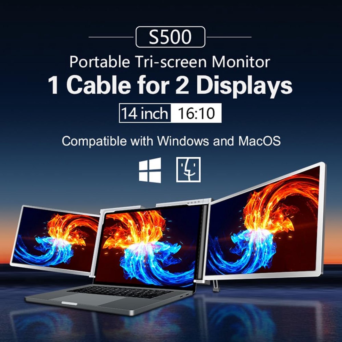 Draagbare Triple Monitor Extender voor Laptops 15-17.3 inch - FHD IPS Dual Screen Uitbreiding thumbnail 5