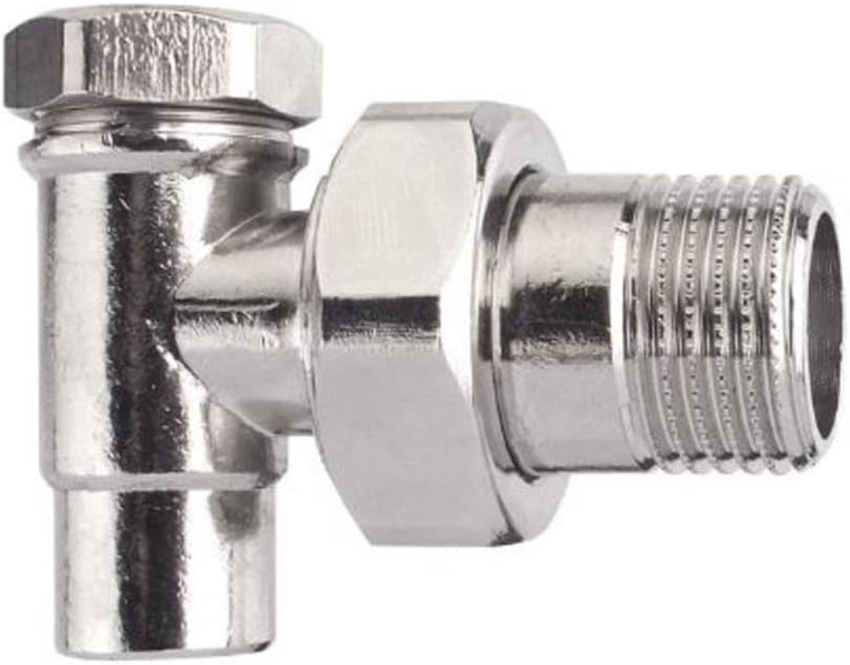 Afsluitbare 15mm x 1/2" Hoek Radiatorkraan in Zilver - Universele Montage