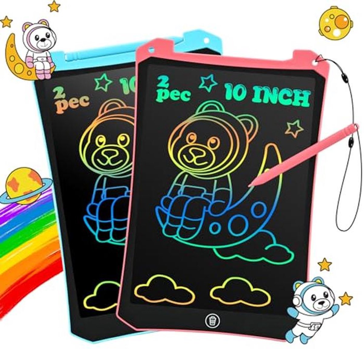 LCD Tekentablet 10 inch voor Kinderen - Elektronisch Uitwisbare Kleurige Tekenbord voor Kinderen van 3 tot 7 Jaar