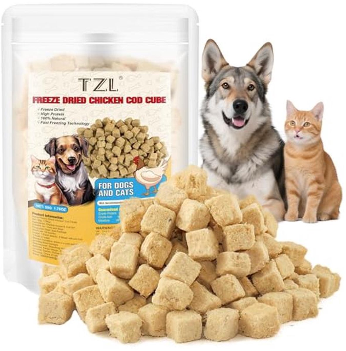 Natuurlijke Gevriesdroogde Kattentraktaties met Eiwitrijke Ingrediënten voor Honden