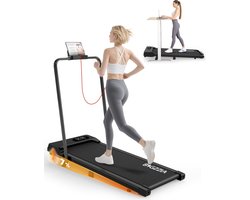 BIGZZIA 3-in-1 opvouwbare loopband met armleuningen - Inklapbaar loopband Elektrisch - 7% helling - 1-8 km/u instelbaar - Motor 2,5 pk - afstandsbediening - LCD-scherm - 130 kg draagvermogen - Treadmill Zwart