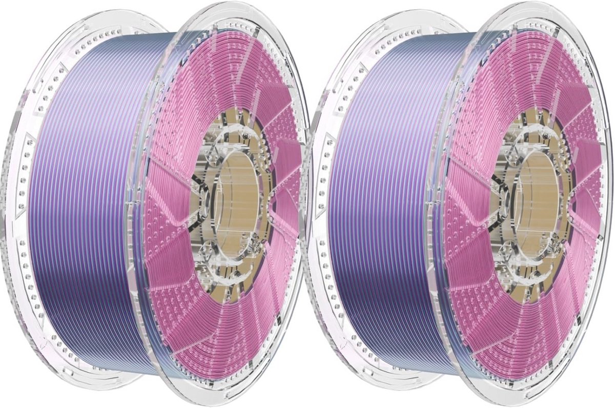 Bicolor Silk Gloss PLA Filament voor 3D Printers - Roze en Luchtheilig Blauw 1.75 mm - 2 kg