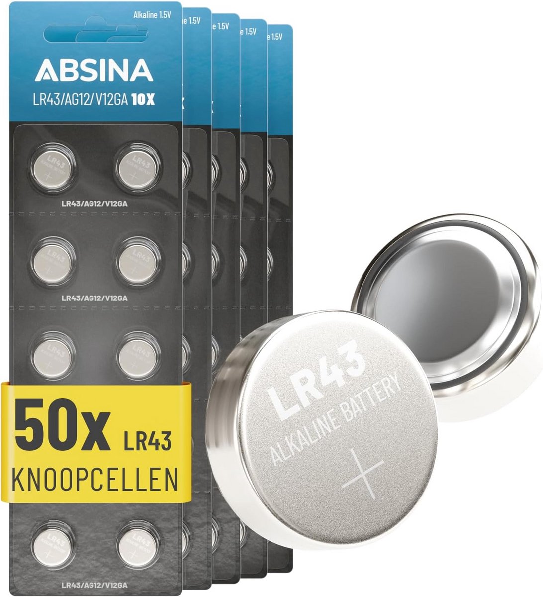 50 x AG12 LR43 Knoopcellen - Alkaline 1,5V - Lekvrij en Langdurig - Battery LR43