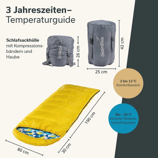 Luxe Koppelbare Dubbele Slaapzak voor 3 Seizoenen - Perfect voor Outdoor Camping, Tot -20°C, 220 x 80 cm / 220 x 160 cm van Merkloos — afbeelding 4