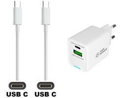 OneOne 45W super snellader met 2 poorten. Oplader met sterke 1,5m USB C naar C kabel. PD lader adapter past op Samsung Galaxy M06, M42, M20, M31s, M32, M33, Xcover 5, Xcover 6 Pro, Xcover 7 / 7 Pro, Xcover Pro, Xcover FieldPro