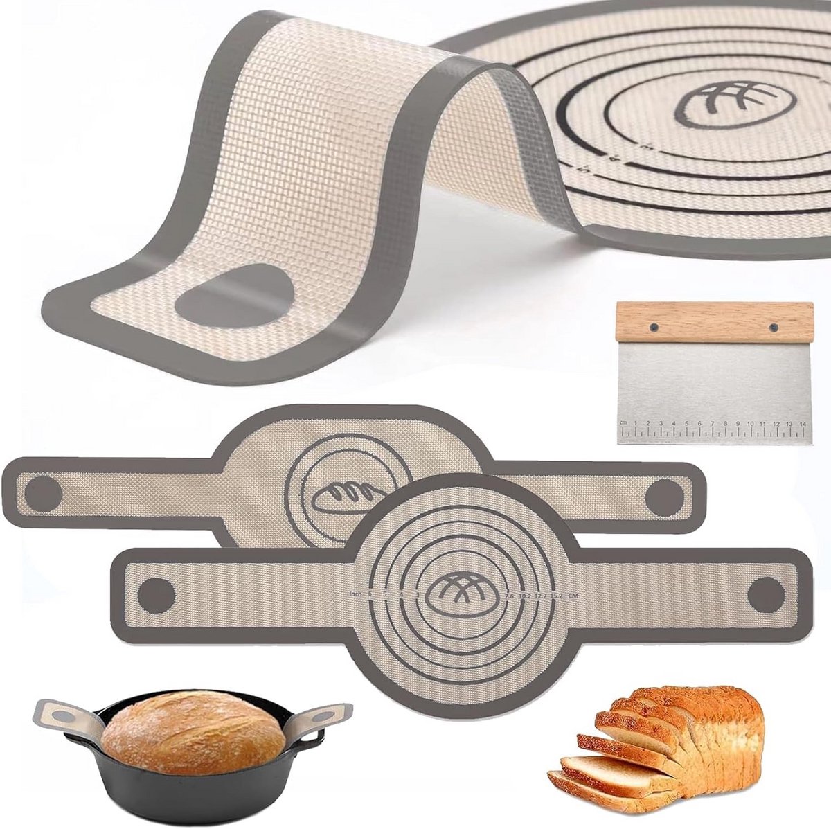 Set van 2 Duurzame Siliconen Bakmatten voor Dutch Oven en Brood