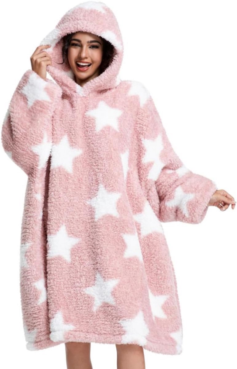 Oversized Deken Vest met Capuchon en Zak - Super Zacht en Warm voor Volwassenen