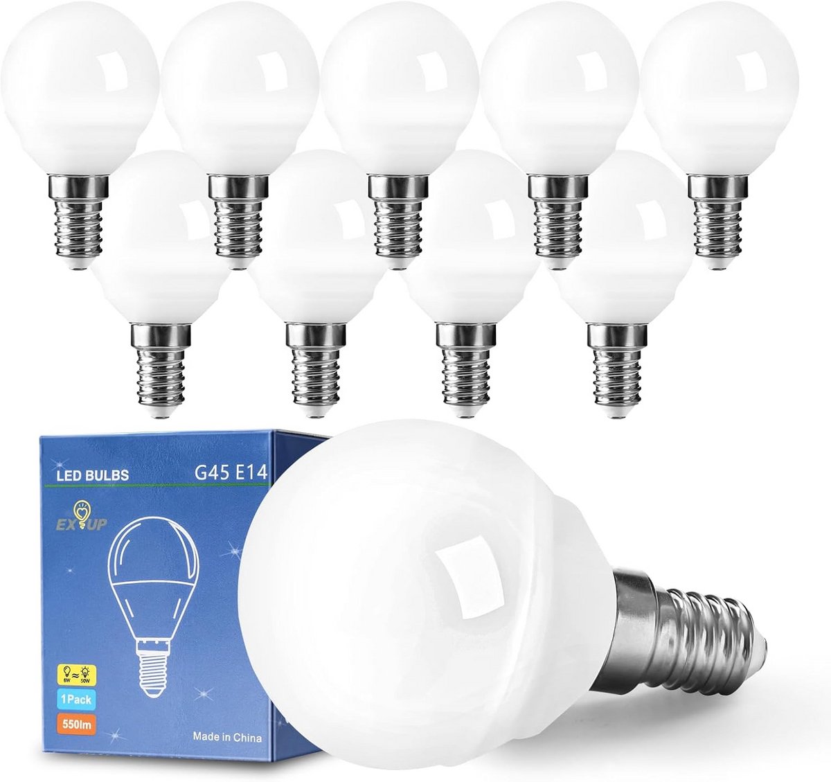 Set van 10 LED Lampen E14 Kleine Fitting G45 6W - Natuurlijk Licht 550 Lumen