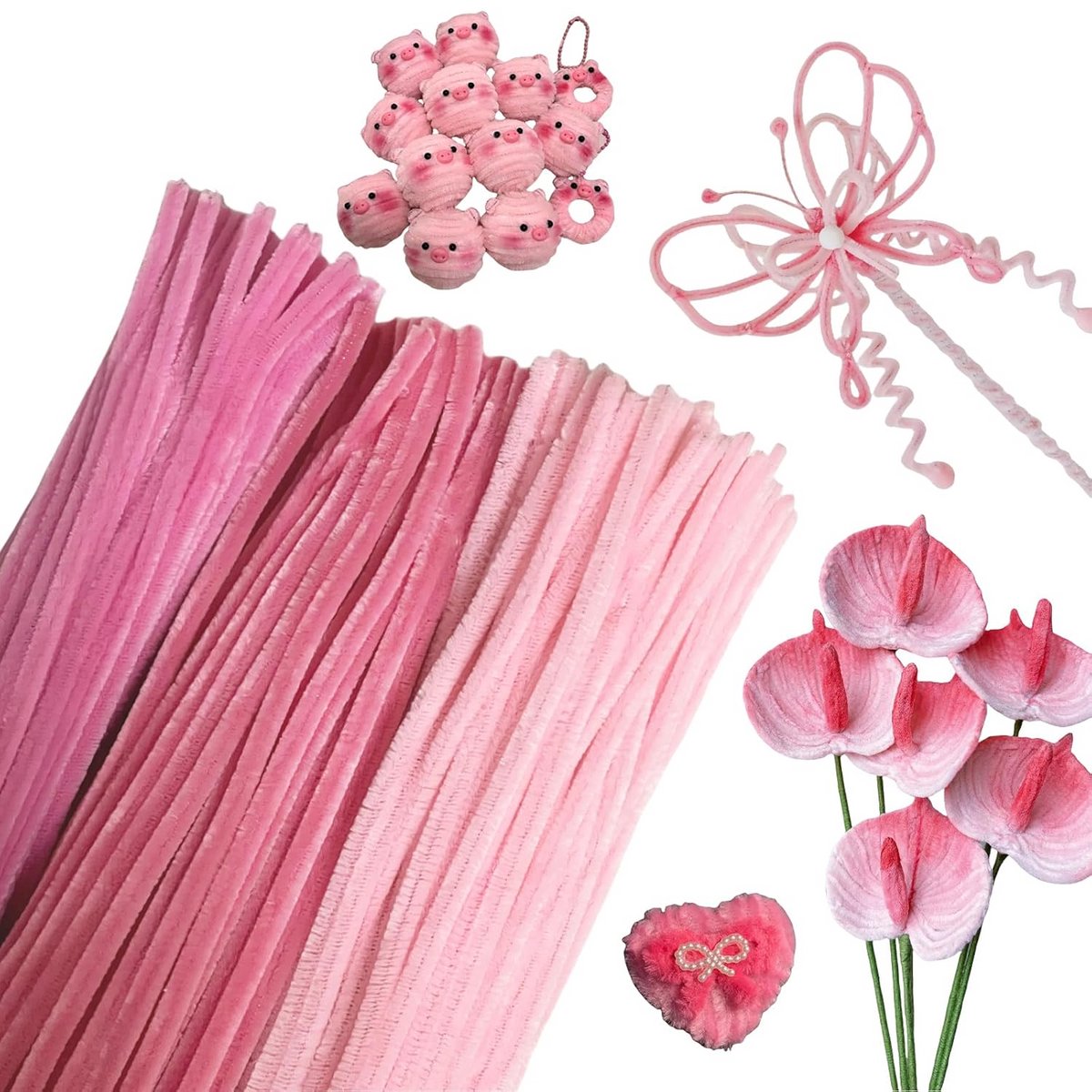 300 Stuks Pijpenreinigers 30 cm - Gekleurde Chenille Draad voor Knutselen en Decoratie
