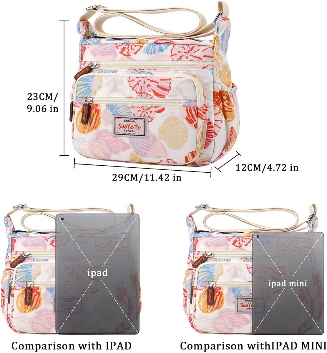 Waterdichte Schoudertas Dames met Meerdere Vakken - Ruime Crossbody Tas en Tote voor Dagelijks Gebruik