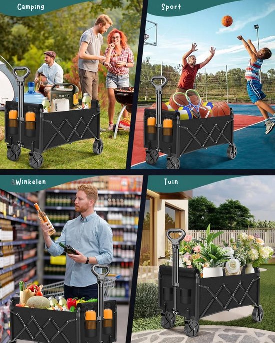 RVV® Bolderkap Opvouwbaar Luchtbanden - Bolderkar - Bolderkar Opvouwbaar - 100 kg - Zwart- 75cm x 44cm x 95cm van Merkloos — afbeelding 4