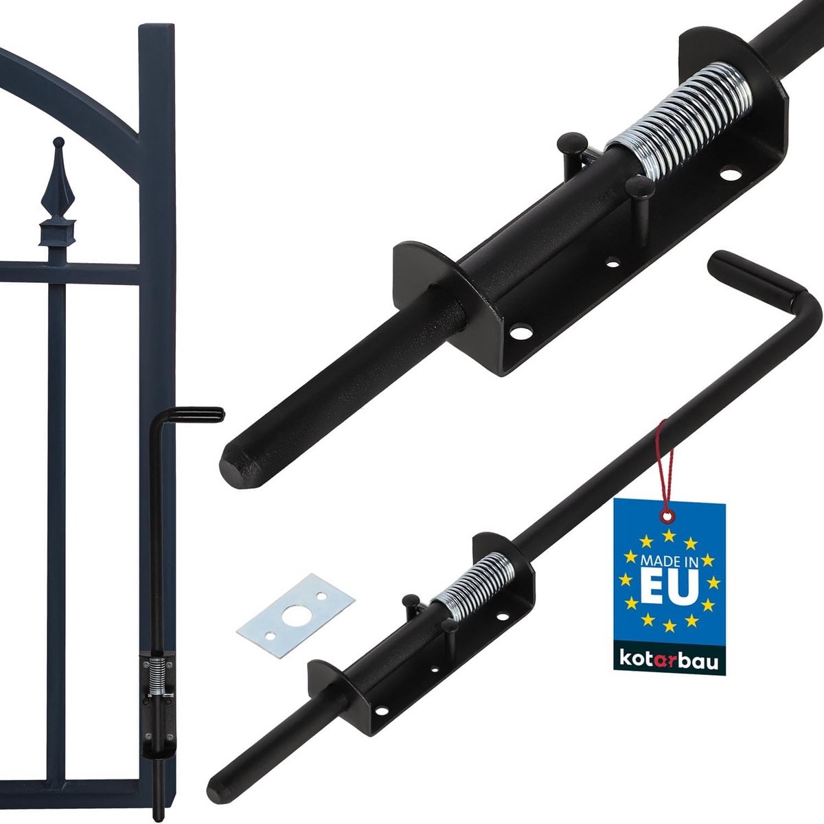 Robuuste Poortgrendel met Rubberen Handvat - 50 cm Zwart Deurslot voor Tuinpoorten en Schu